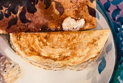 Masala Dosa - South Indian Cuisine. Watercolour - Price on request